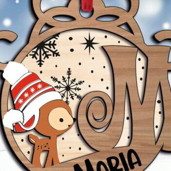 Intra απο ξύλο plywood 3mm-4mm πάχος Χριστουγεννιάτικο γράμμα M Γιορτινό στολίδι Δίασταση 8x8 cm INTRAFABR-109760391 - Image 1