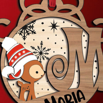 Intra απο ξύλο plywood 3mm-4mm πάχος Χριστουγεννιάτικο γράμμα M Γιορτινό στολίδι Δίασταση 8x8 cm INTRAFABR-109760391 - Image 2