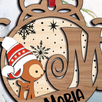 Intra απο ξύλο plywood 3mm-4mm πάχος Χριστουγεννιάτικο γράμμα M Γιορτινό στολίδι Δίασταση 8x8 cm INTRAFABR-109760391 - Image 3