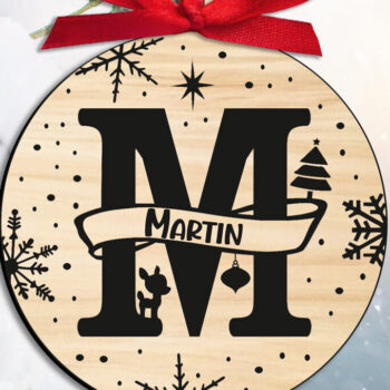 Intra απο ξύλο plywood 3mm-4mm πάχος Χριστουγεννιάτικο γράμμα Μ Μονόγραμμα Στολίδι Δίασταση 8x8 cm INTRAFABR-109299525 - Image 1