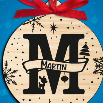 Intra απο ξύλο plywood 3mm-4mm πάχος Χριστουγεννιάτικο γράμμα Μ Μονόγραμμα Στολίδι Δίασταση 8x8 cm INTRAFABR-109299525 - Image 3