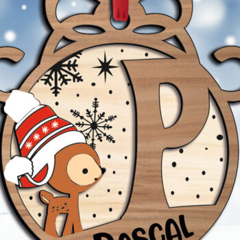 Intra απο ξύλο plywood 3mm-4mm πάχος Χριστουγεννιάτικο γράμμα P Γιορτινό στολίδι Δίασταση 8x8 cm INTRAFABR-109773855 - Image 1