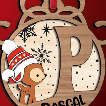 Intra απο ξύλο plywood 3mm-4mm πάχος Χριστουγεννιάτικο γράμμα P Γιορτινό στολίδι Δίασταση 8x8 cm INTRAFABR-109773855 - Image 2