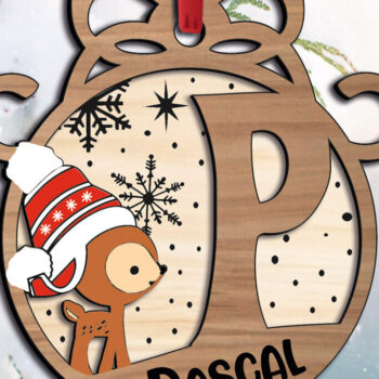 Intra απο ξύλο plywood 3mm-4mm πάχος Χριστουγεννιάτικο γράμμα P Γιορτινό στολίδι Δίασταση 8x8 cm INTRAFABR-109773855 - Image 3
