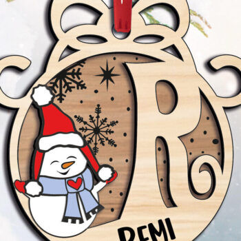 Intra απο ξύλο plywood 3mm-4mm πάχος Χριστουγεννιάτικο γράμμα R Snowman Holiday  Δίασταση 8x8 cm INTRAFABR-110708231 - Image 1