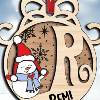 Intra απο ξύλο plywood 3mm-4mm πάχος Χριστουγεννιάτικο γράμμα R Snowman Holiday  Δίασταση 8x8 cm INTRAFABR-110708231 - Image 2
