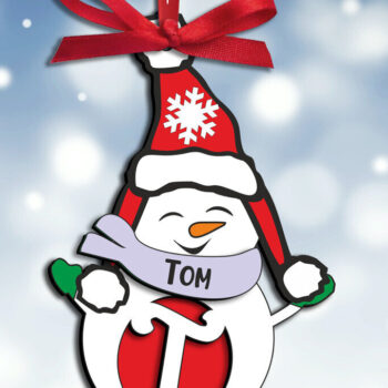 Intra απο ξύλο plywood 3mm-4mm πάχος Χριστουγεννιάτικο γράμμα T Στολίδι Χιονάνθρωπος Δίασταση 8x8 cm INTRAFABR-110179954 - Image 1