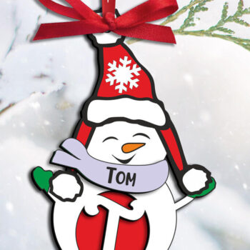 Intra απο ξύλο plywood 3mm-4mm πάχος Χριστουγεννιάτικο γράμμα T Στολίδι Χιονάνθρωπος Δίασταση 8x8 cm INTRAFABR-110179954 - Image 2