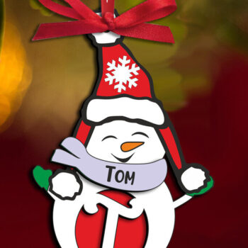 Intra απο ξύλο plywood 3mm-4mm πάχος Χριστουγεννιάτικο γράμμα T Στολίδι Χιονάνθρωπος Δίασταση 8x8 cm INTRAFABR-110179954 - Image 3