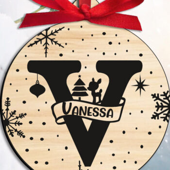 Intra απο ξύλο plywood 3mm-4mm πάχος Χριστουγεννιάτικο γράμμα V Μονόγραμμα Στολίδι Δίασταση 8x8 cm INTRAFABR-109517148 - Image 2