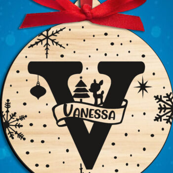 Intra απο ξύλο plywood 3mm-4mm πάχος Χριστουγεννιάτικο γράμμα V Μονόγραμμα Στολίδι Δίασταση 8x8 cm INTRAFABR-109517148 - Image 3