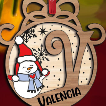 Intra απο ξύλο plywood 3mm-4mm πάχος Χριστουγεννιάτικο γράμμα V Snowman Holiday Δίασταση 8x8 cm INTRAFABR-110792620 - Image 3