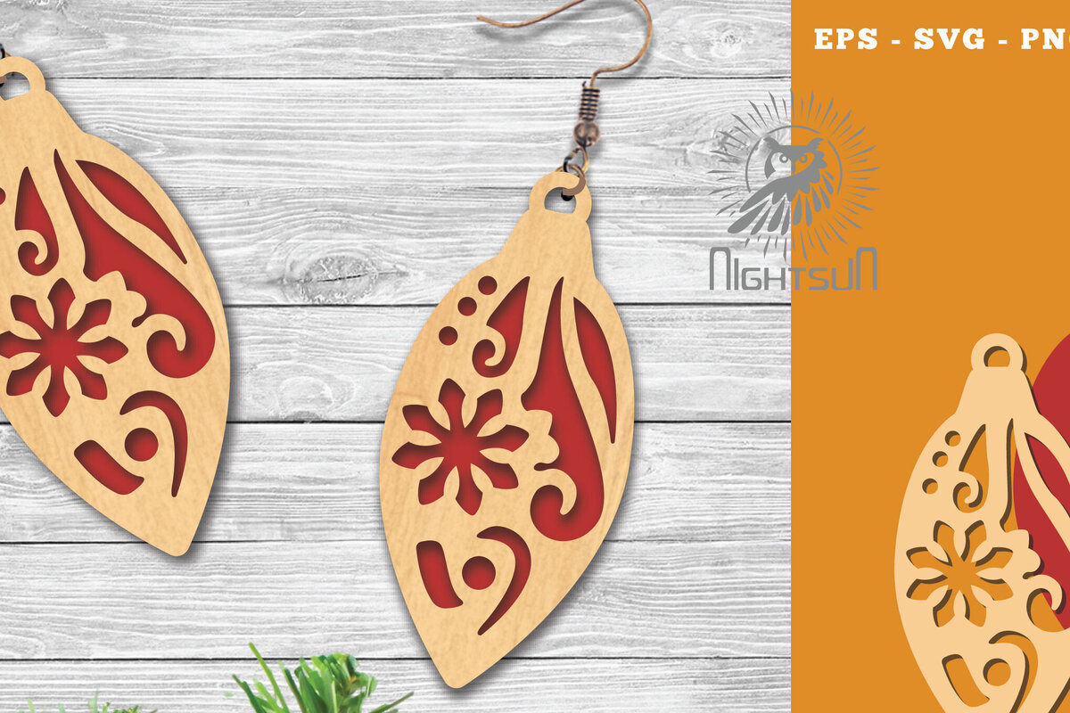 Intra απο ξύλο plywood 3mm-4mm πάχος Χριστουγεννιάτικα σκουλαρίκια κομμένα με λέιζερ 2 Δίασταση 3x3 cm INTRAFABR-112766853