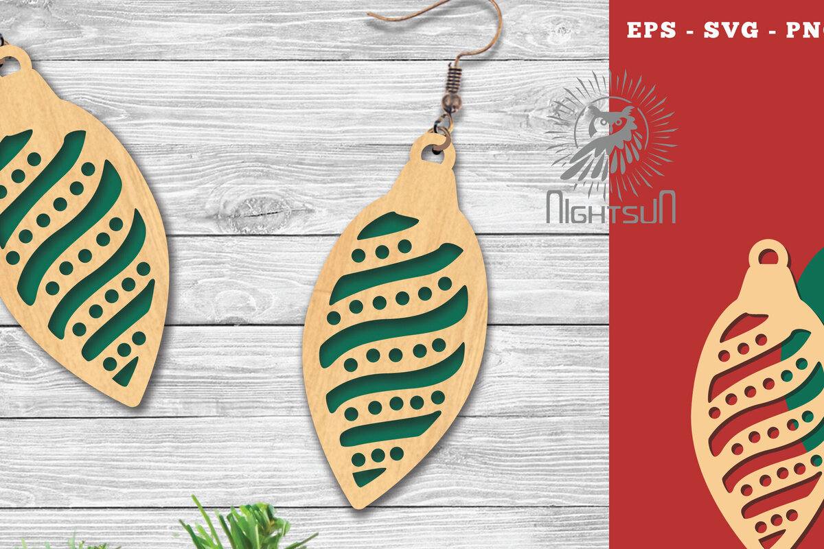 Intra απο ξύλο plywood 3mm-4mm πάχος Χριστουγεννιάτικα σκουλαρίκια κομμένα με λέιζερ 3 Δίασταση 3x3 cm INTRAFABR-112766910