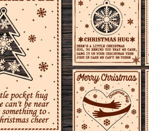 Intra απο ξύλο plywood 3mm-4mm πάχος Χριστουγεννιάτικη δέσμη Little Hug Δίασταση 15x15 cm INTRAFABR-77827215