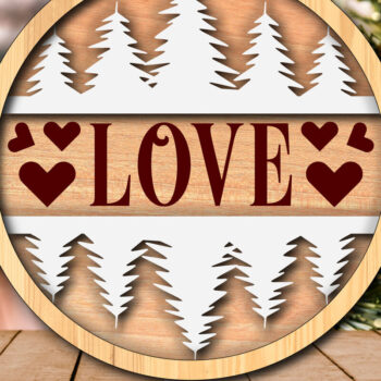 Intra απο ξύλο plywood 3mm-4mm πάχος Christmas - Love Design for Δίασταση 4x4 cm INTRAFABR-117893373 - Image 2