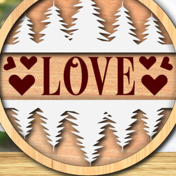 Intra απο ξύλο plywood 3mm-4mm πάχος Christmas - Love Design for Δίασταση 4x4 cm INTRAFABR-117893373 - Image 3