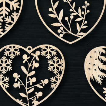 Intra απο ξύλο plywood 3mm-4mm πάχος Χριστουγεννιάτικο στολίδι αγάπης με λέιζερ Δίασταση 8x8 cm INTRAFABR-106006582 - Image 2