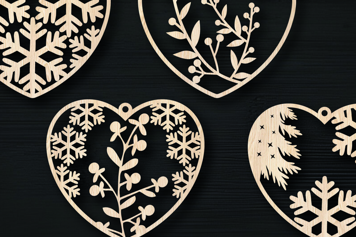Intra απο ξύλο plywood 3mm-4mm πάχος Χριστουγεννιάτικο στολίδι αγάπης με λέιζερ Δίασταση 8x8 cm INTRAFABR-106006582 - Image 2