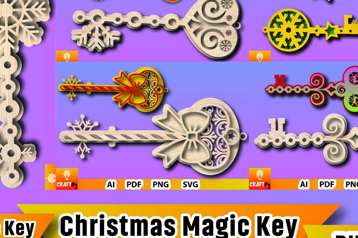 Intra απο ξύλο plywood 3mm-4mm πάχος Christmas Magic Key Lase Cut Δίασταση 15x15 cm INTRAFABR-106330232