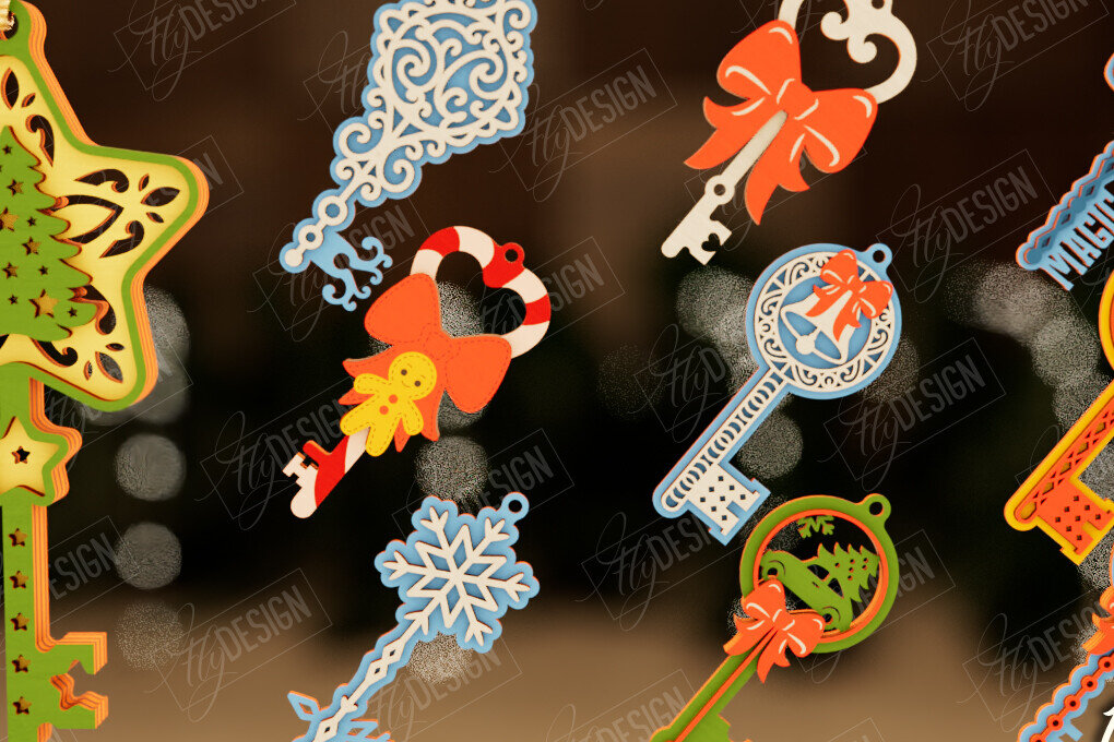 Intra απο ξύλο plywood 3mm-4mm πάχος μαγικών κλειδιών Χριστουγέννων | CNC Δίασταση 15x15 cm INTRAFABR-105991653