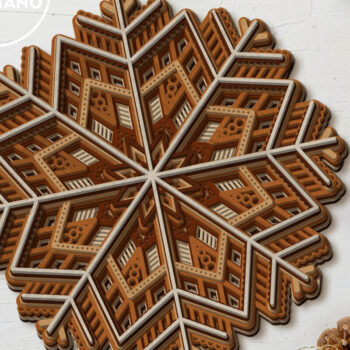 Intra απο ξύλο plywood 3mm-4mm πάχος CHRISTMAS MANDALA Πολυστρωματική Δίασταση 30x30 cm INTRAFABR-81446552 - Image 2