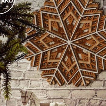 Intra απο ξύλο plywood 3mm-4mm πάχος CHRISTMAS MANDALA Πολυστρωματική Δίασταση 30x30 cm INTRAFABR-81446552 - Image 3
