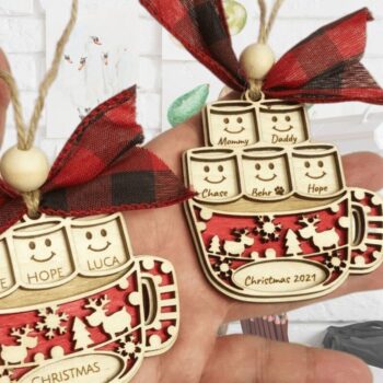 Intra απο ξύλο plywood 3mm-4mm πάχος Χριστουγεννιάτικο στολίδι Marshmallow  Δίασταση 8x8 cm INTRAFABR-80589758 - Image 2