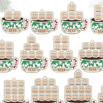 Intra απο ξύλο plywood 3mm-4mm πάχος Χριστουγεννιάτικο στολίδι Marshmallow  Δίασταση 8x8 cm INTRAFABR-80589758 - Image 3