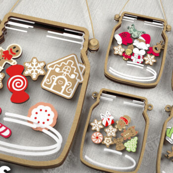 Intra απο ξύλο plywood 3mm-4mm πάχος Χριστουγεννιάτικο Mason Jar | Διακοπές|CNC Δίασταση 15x15 cm INTRAFABR-109579670 - Image 1