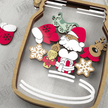 Intra απο ξύλο plywood 3mm-4mm πάχος Χριστουγεννιάτικο Mason Jar | Διακοπές|CNC Δίασταση 15x15 cm INTRAFABR-109579670 - Image 5