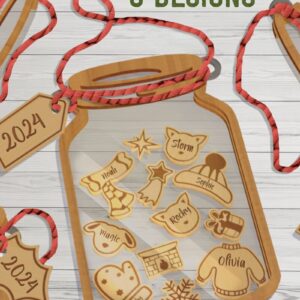 Intra απο ξύλο plywood 3mm-4mm πάχος Χριστουγεννιάτικο Mason Jar Cut  Δίασταση 15x15 cm INTRAFABR-80963088