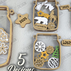 Intra απο ξύλο plywood 3mm-4mm πάχος Χριστουγεννιάτικο Mason Jar | Ξύλινη πινακίδα Δίασταση 15x15 cm INTRAFABR-111311668