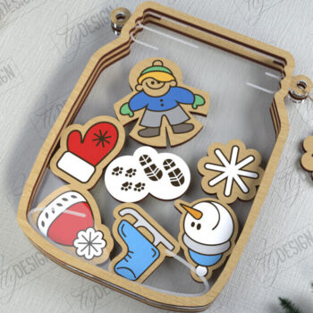 Intra απο ξύλο plywood 3mm-4mm πάχος Χριστουγεννιάτικο Mason Jar | Ξύλινη πινακίδα Δίασταση 15x15 cm INTRAFABR-111311668 - Image 4