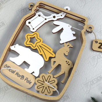 Intra απο ξύλο plywood 3mm-4mm πάχος Χριστουγεννιάτικο Mason Jar | Ξύλινη πινακίδα Δίασταση 15x15 cm INTRAFABR-111311668 - Image 5