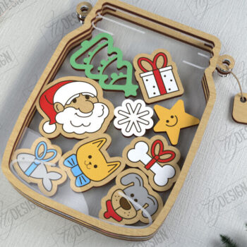 Intra απο ξύλο plywood 3mm-4mm πάχος Χριστουγεννιάτικο Mason Jar | Ξύλινη πινακίδα Δίασταση 15x15 cm INTRAFABR-111311668 - Image 6