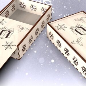 Intra απο ξύλο plywood 3mm-4mm πάχος Χριστουγεννιάτικο συρόμενο κουτί χαρακτικής μνήμης Δίασταση 15x15 cm INTRAFABR-109675528