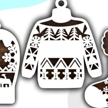 Intra απο ξύλο plywood 3mm-4mm πάχος Christmas Mitten , Χριστουγεννιάτικο πουλόβερ Δίασταση 15x15 cm INTRAFABR-43381177 - Image 1