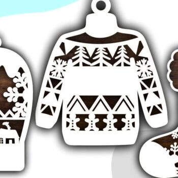 Intra απο ξύλο plywood 3mm-4mm πάχος Christmas Mitten , Χριστουγεννιάτικο πουλόβερ Δίασταση 15x15 cm INTRAFABR-43381177 - Image 2