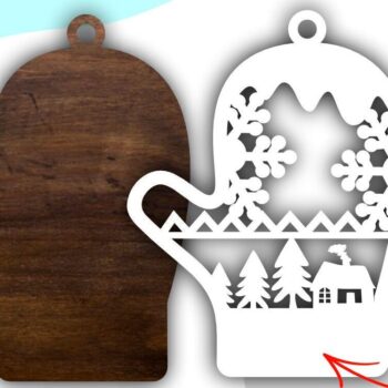 Intra απο ξύλο plywood 3mm-4mm πάχος Christmas Mitten , Χριστουγεννιάτικο πουλόβερ Δίασταση 15x15 cm INTRAFABR-43381177 - Image 3