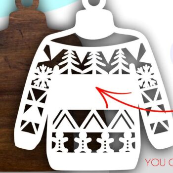 Intra απο ξύλο plywood 3mm-4mm πάχος Christmas Mitten , Χριστουγεννιάτικο πουλόβερ Δίασταση 15x15 cm INTRAFABR-43381177 - Image 6