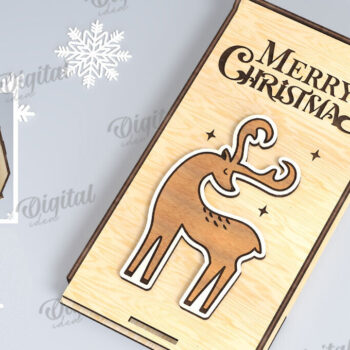 Intra απο ξύλο plywood 3mm-4mm πάχος Χριστουγεννιάτικο Money Box Σχέδιο κοπής με λέιζερ Δίασταση 15x15 cm INTRAFABR-109502475 - Image 1