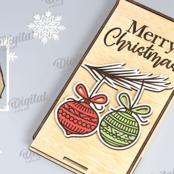 Intra απο ξύλο plywood 3mm-4mm πάχος Χριστουγεννιάτικο Money Box Σχέδιο κοπής με λέιζερ Δίασταση 15x15 cm INTRAFABR-109501506 - Image 1