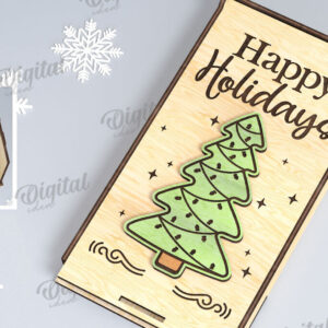 Intra απο ξύλο plywood 3mm-4mm πάχος Χριστουγεννιάτικο Money Box Σχέδιο κοπής με λέιζερ Δίασταση 15x15 cm INTRAFABR-109501643