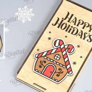 Intra απο ξύλο plywood 3mm-4mm πάχος Χριστουγεννιάτικο Money Box Σχέδιο κοπής με λέιζερ Δίασταση 15x15 cm INTRAFABR-109501820