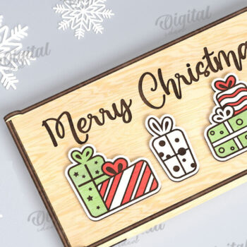 Intra απο ξύλο plywood 3mm-4mm πάχος Χριστουγεννιάτικο Money Box Σχέδιο κοπής με λέιζερ Δίασταση 15x15 cm INTRAFABR-109502001 - Image 1