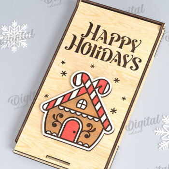 Intra απο ξύλο plywood 3mm-4mm πάχος Χριστουγεννιάτικα Money Boxes κοπής με λέιζερ Δίασταση 15x15 cm INTRAFABR-109503959 - Image 1