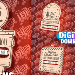 Intra απο ξύλο plywood 3mm-4mm πάχος Χριστουγεννιάτικο Money Holder Cut  | CNC Δίασταση 15x15 cm INTRAFABR-85897431