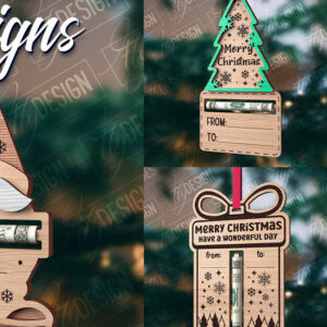 Intra απο ξύλο plywood 3mm-4mm πάχος Χριστουγεννιάτικο Money Holder Cut  | CNC Δίασταση 15x15 cm INTRAFABR-85897437