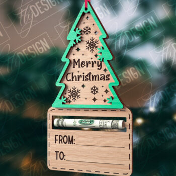 Intra απο ξύλο plywood 3mm-4mm πάχος Χριστουγεννιάτικο Money Holder Cut  | CNC Δίασταση 15x15 cm INTRAFABR-85897437 - Image 3